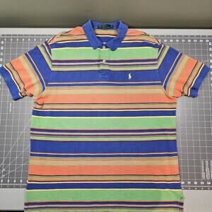 Vintage Polo Ralph Lauren Shirt XL Rainbow Striped Jaquard Woven Preppy Academia